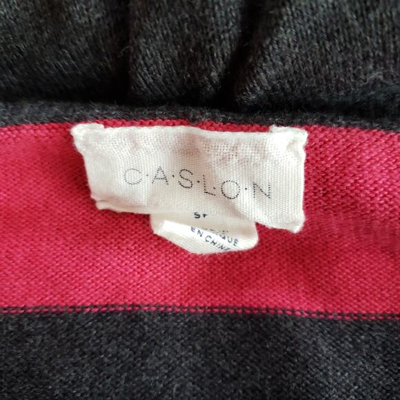 Caslon Tunic Sweater Striped Pink Gray Roll Tab S - Picture 9 of 10
